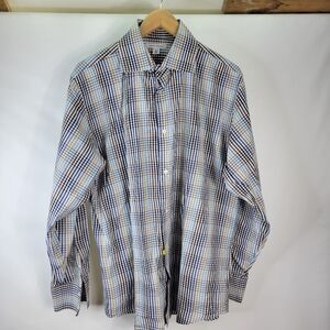 Mens Banana Republic LS Plaid Shirt 100% Cotton Blue/Brown/white/Yellow Size XL